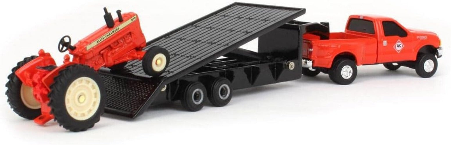 1/64 Scale Allis Chalmers D19 Tractor with Ford F350 & 5th Wheel Trailer Set