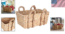 Load image into Gallery viewer, Natural Wicker Floor Basket with Thick Braided Handles for Practical Elegance