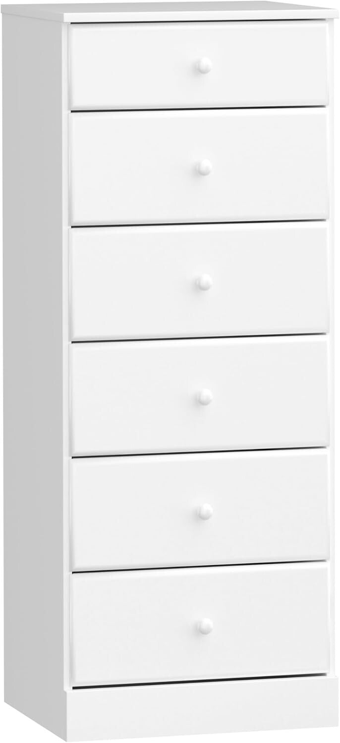 Sleek 6-Drawer White Dresser: Durable Tall Chest Perfect for Organized Bedrooms