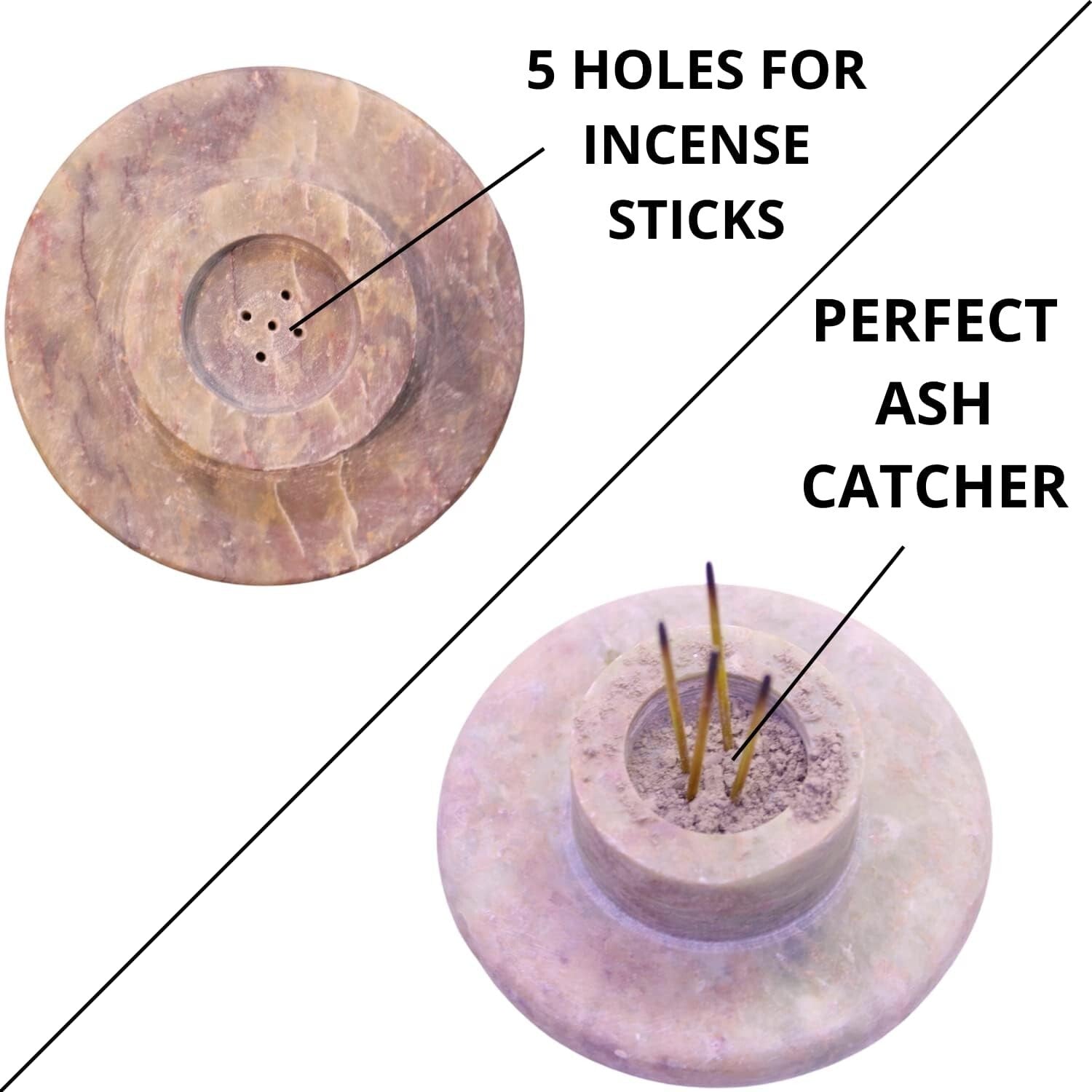 Intricate Floral Carved Soapstone Incense Tower & Tea Light Stand for Gifting