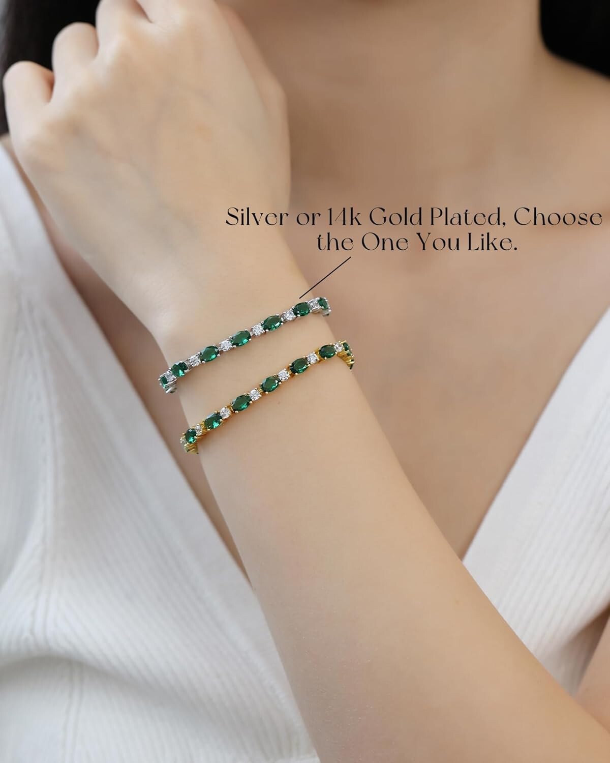 Elegant 14K Gold Plated Birthstone Bracelet - 7 Inch Sterling Silver Beauty