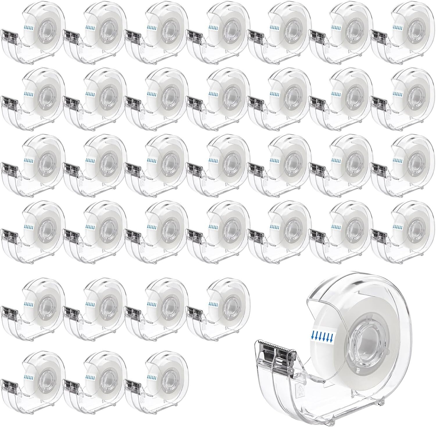 Effortless Crafting 36 Pcs Clear Tape Rolls and Durable Dispensers for Any Task