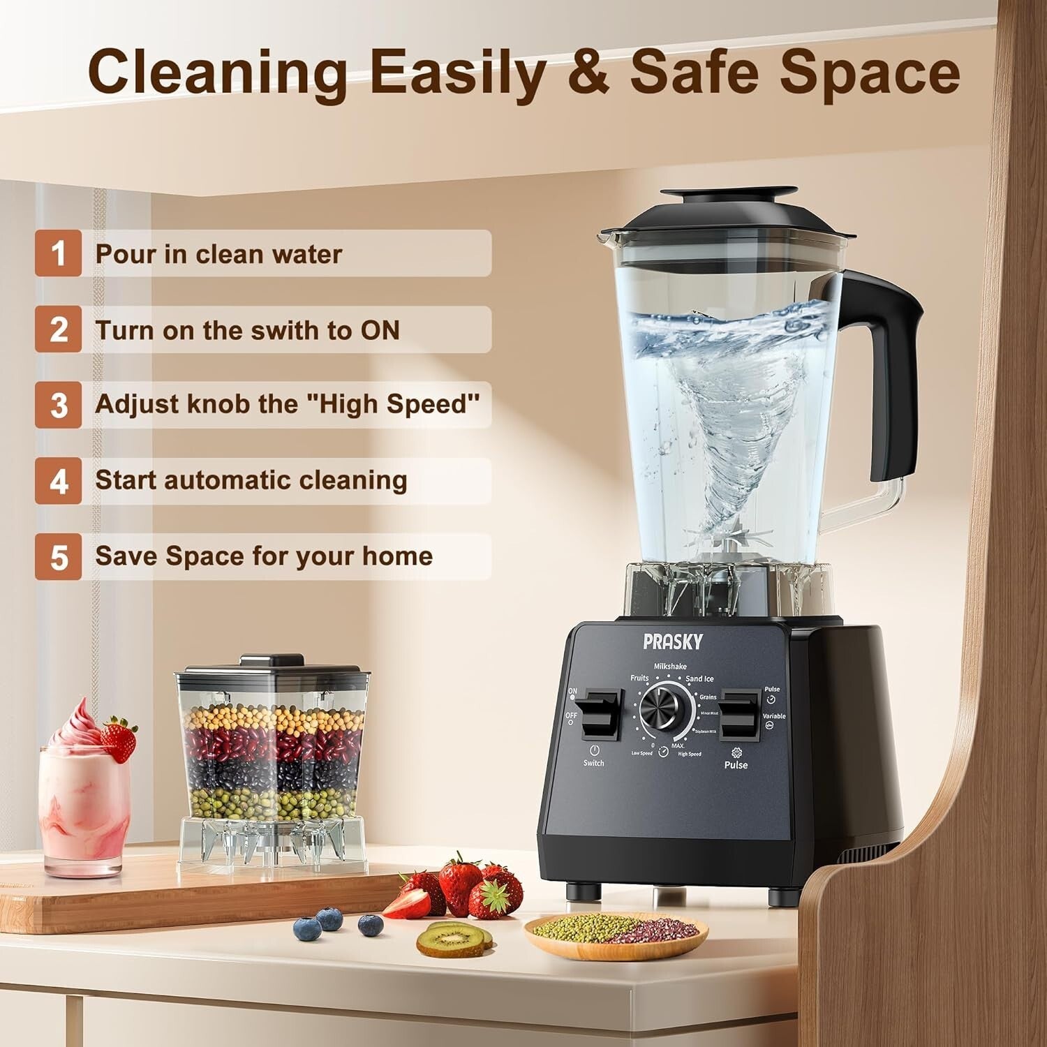 High-Performance Blender, 25000 RPM with Variable Speeds & BPA-Free Container