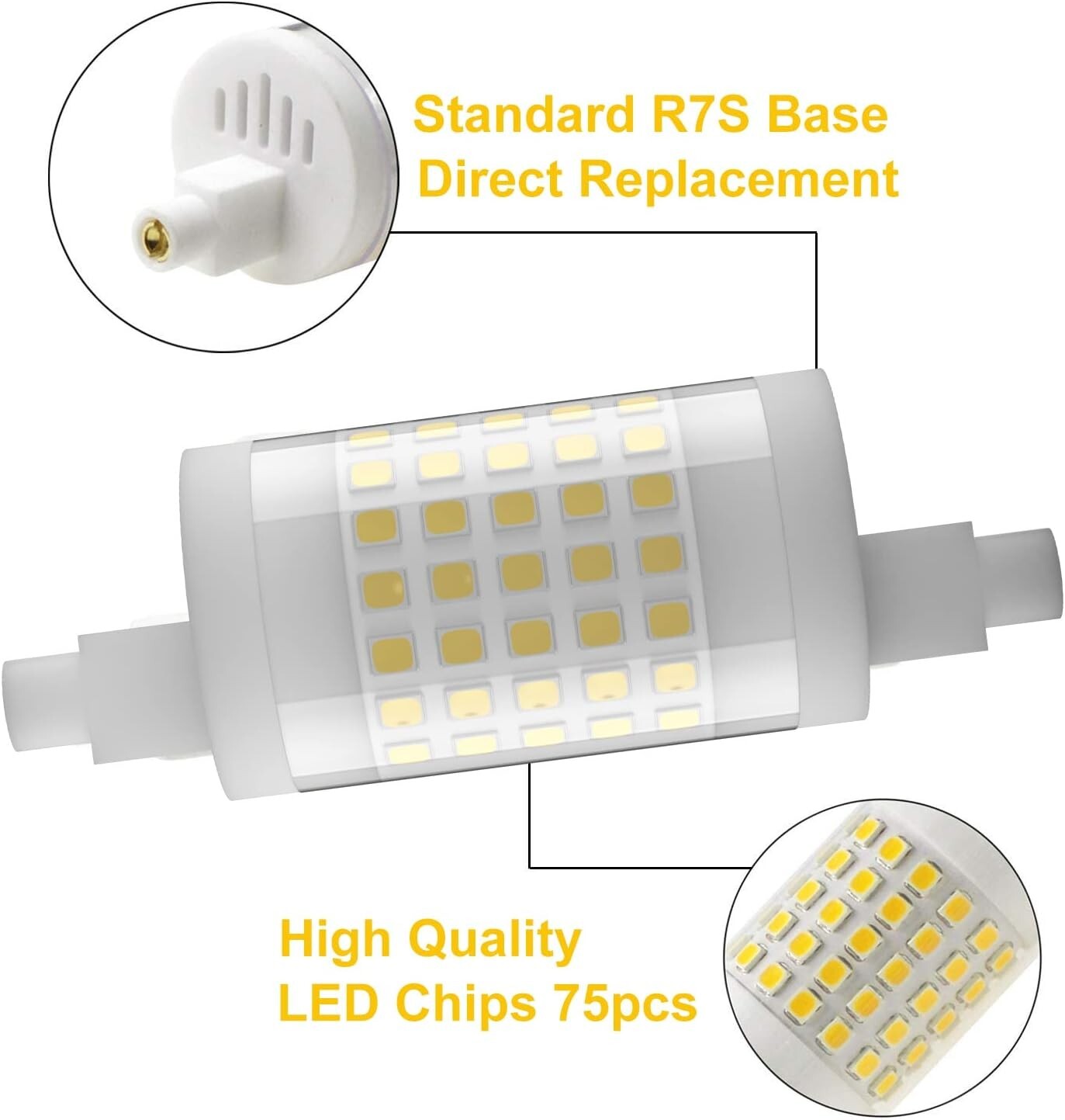 Dimmable R7S LED Bulb 78MM, 10W Warm White 3000K - 100W Halogen Replacement -...
