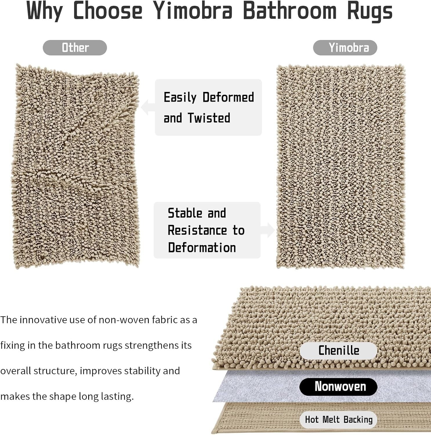 Soft Chenille Bath Runner Rug - 70" x 24", Ideal for Bathrooms & Nurseries