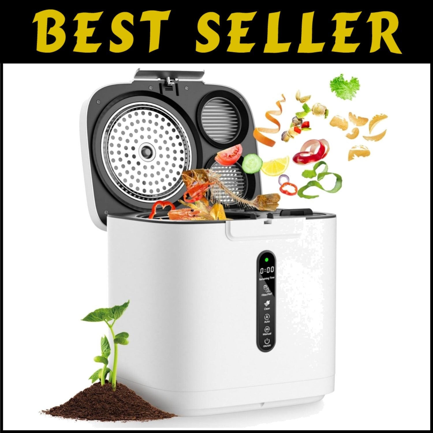 4L Stainless Steel Compost Bin - Fast Waste Recycling with Intelligent Features