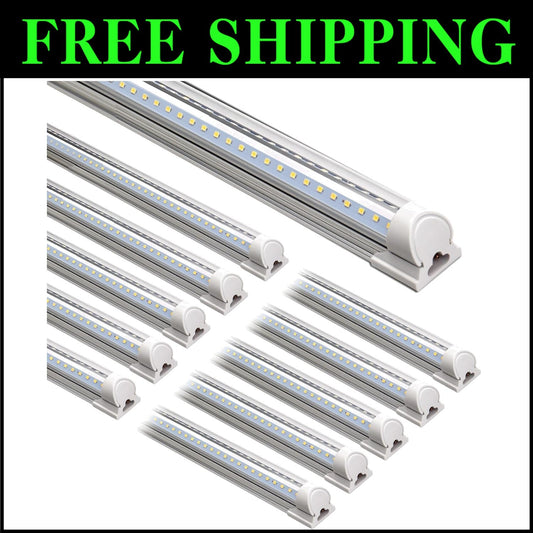 Energy-Efficient 8FT LED Shop Lights, 10 Pack, High Output Daylight White