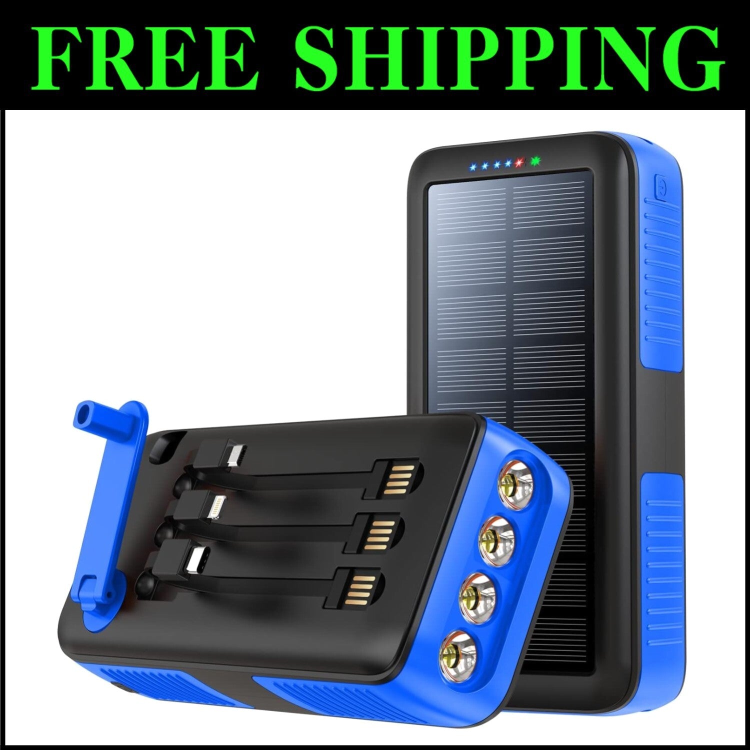 Portable 63200mAh Solar Power Bank with Fast Charging & Emergency Flashlight