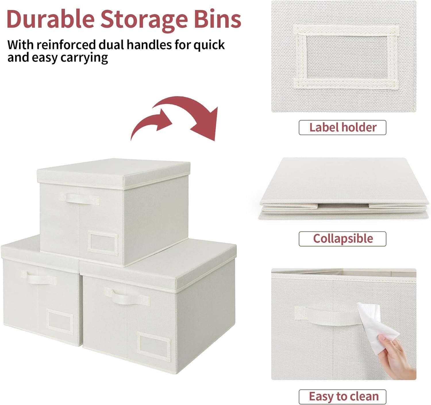 Elegant Portable Stackable Storage Bins Set of 3 - Perfect for Home Organization
