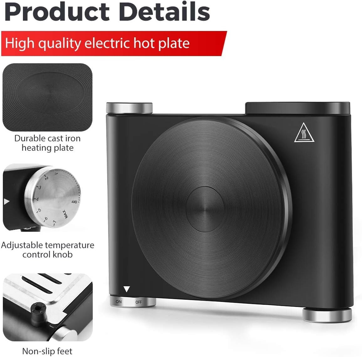 Versatile 1500W Hot Plate for Indoor Cooking - Lightweight & Portable Design