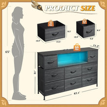 Load image into Gallery viewer, Stylish Charcoal Black 8-Drawer Dresser for Living Room &amp; Bedroom with USB Ports