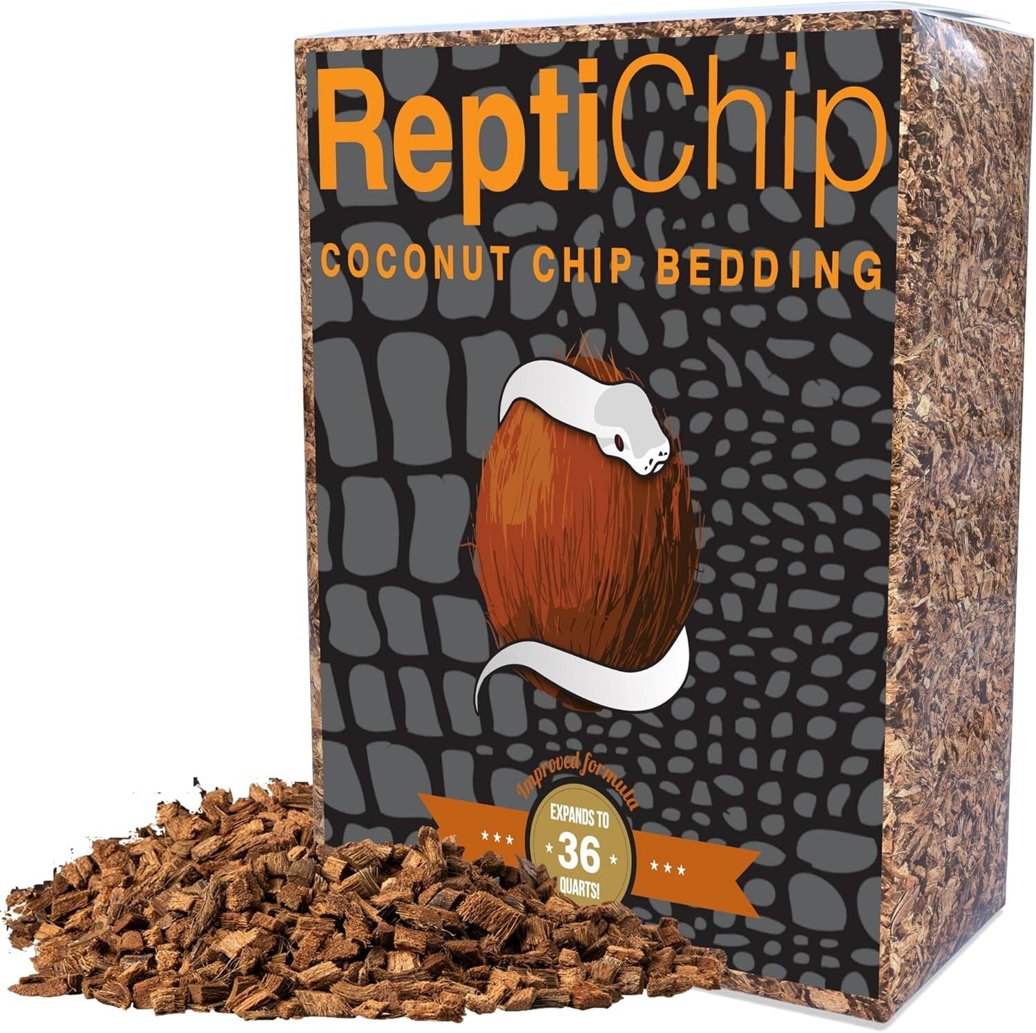 36 Quart Loose Coconut Chip Substrate for Healthy Snake and Tortoise Enclosures
