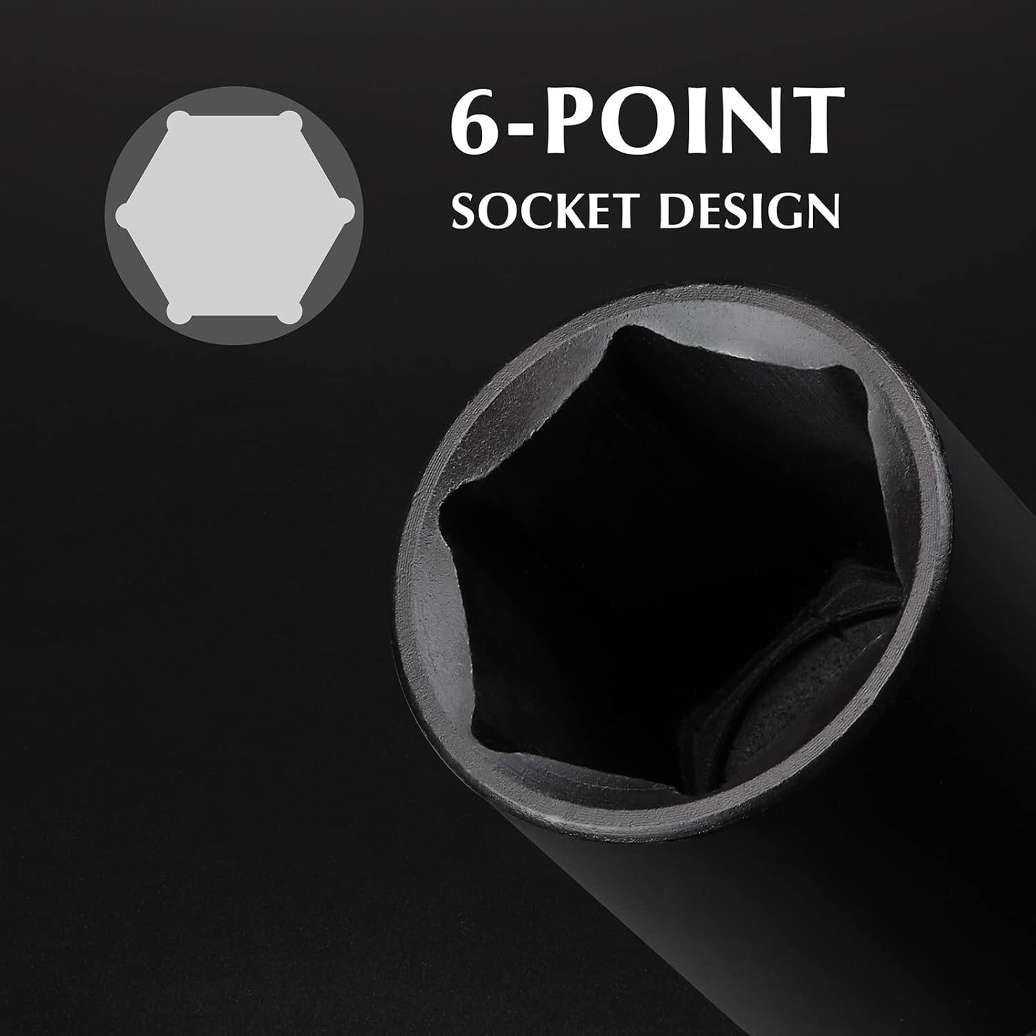 Professional 4PC Deep Impact Socket Set - 1/2-Inch Drive, Laser-Etched Sizes