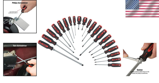 20-Piece Combination Screwdriver Set - Durable, Comfortable with Organizer Tray
