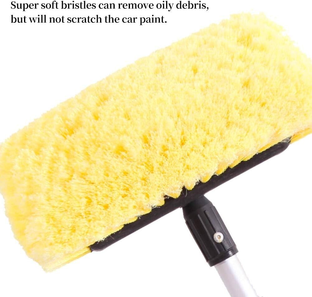 Aluminum Telescopic Car Wash Brush with Soft Bristles & Hose Connector - 5-12 Ft