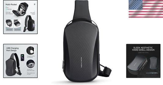 Multi-Functional Men's Sling Bag with Hard Shell & USB Port - Perfect for Travel