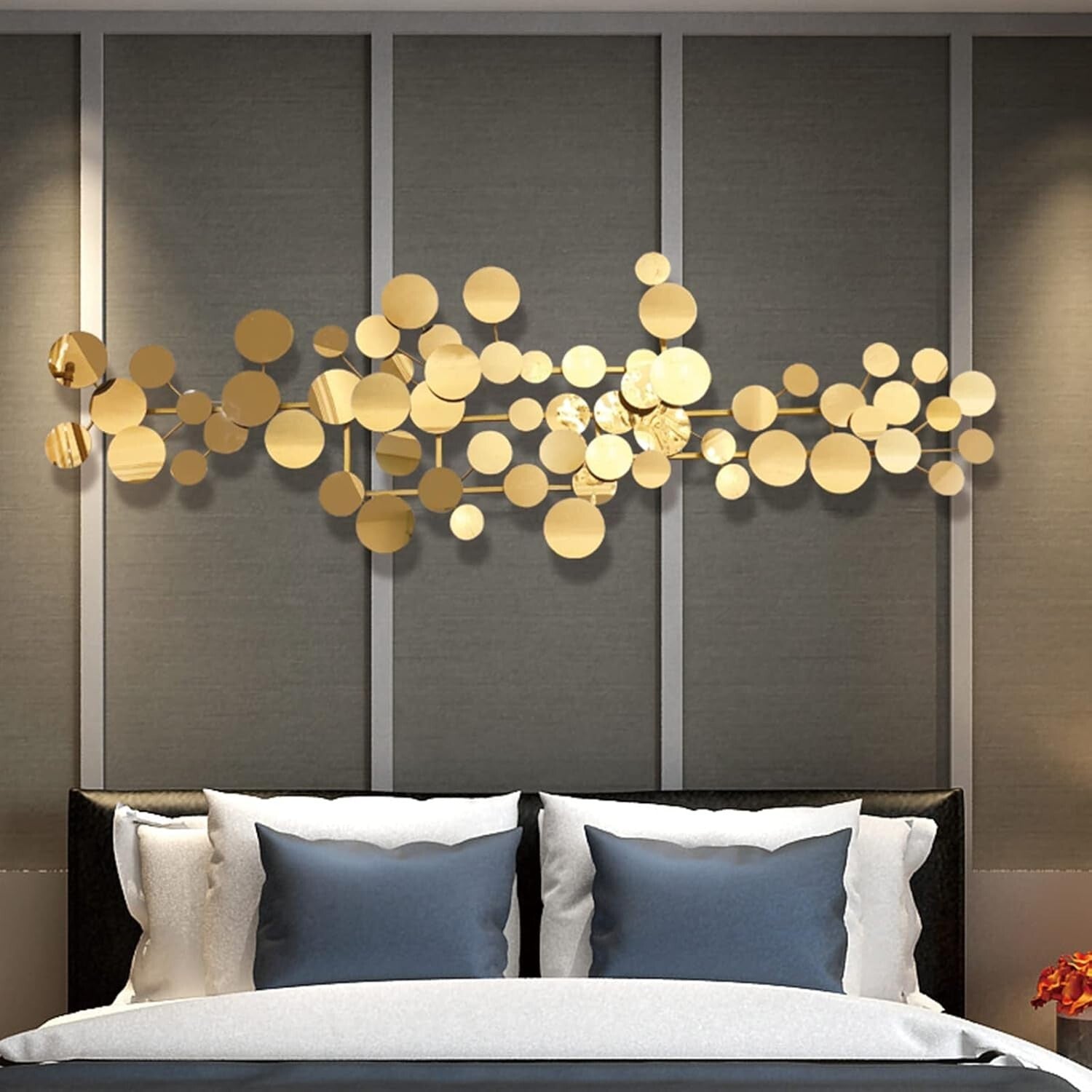 Elegant Large Gold Metal Wall Decor - Modern Geometric Design 59" x 19.6"