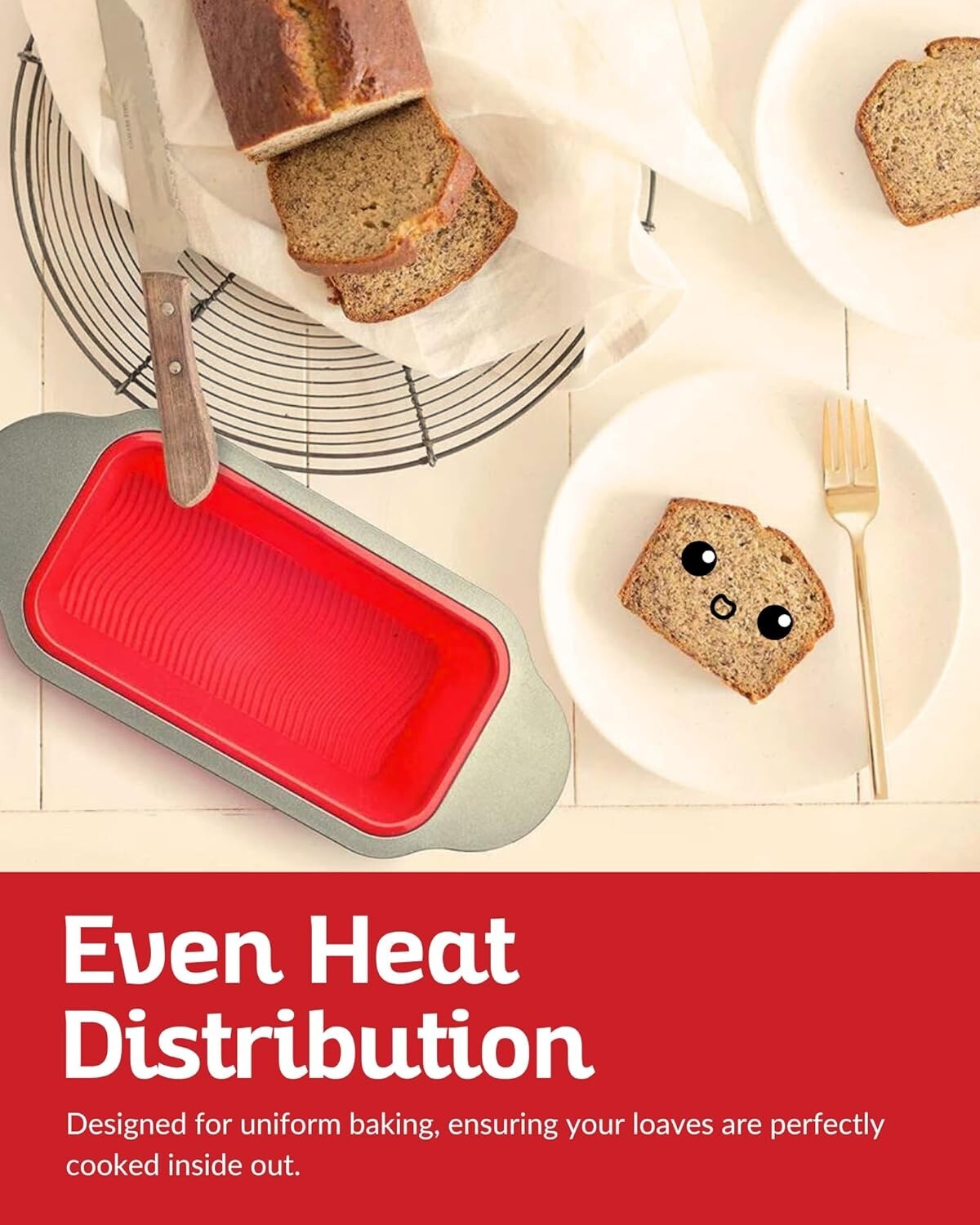 9x5 Premium Silicone Bread Loaf Pan - Dishwasher Safe with Heavy-Duty Design