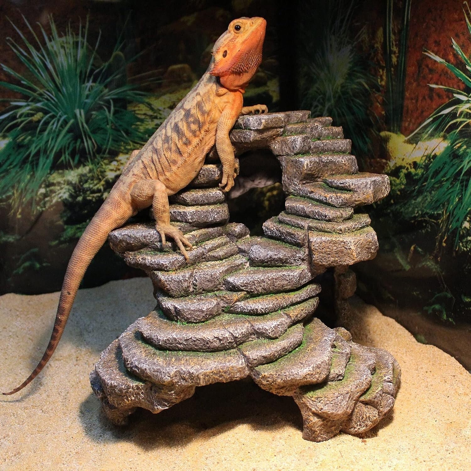 Reptology Extra-Large Shale Scape Cave Hideout for Reptiles & Fish, Blue Camo