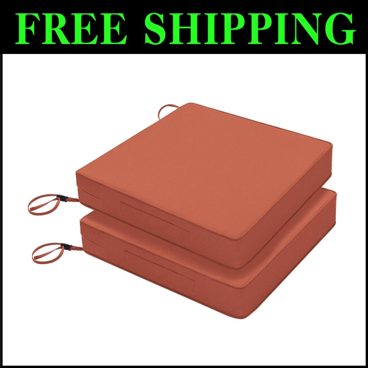 Fade-Resistant Patio Chair Cushions 19 x 19 x 3 in - Soft Foam Support Set of 2