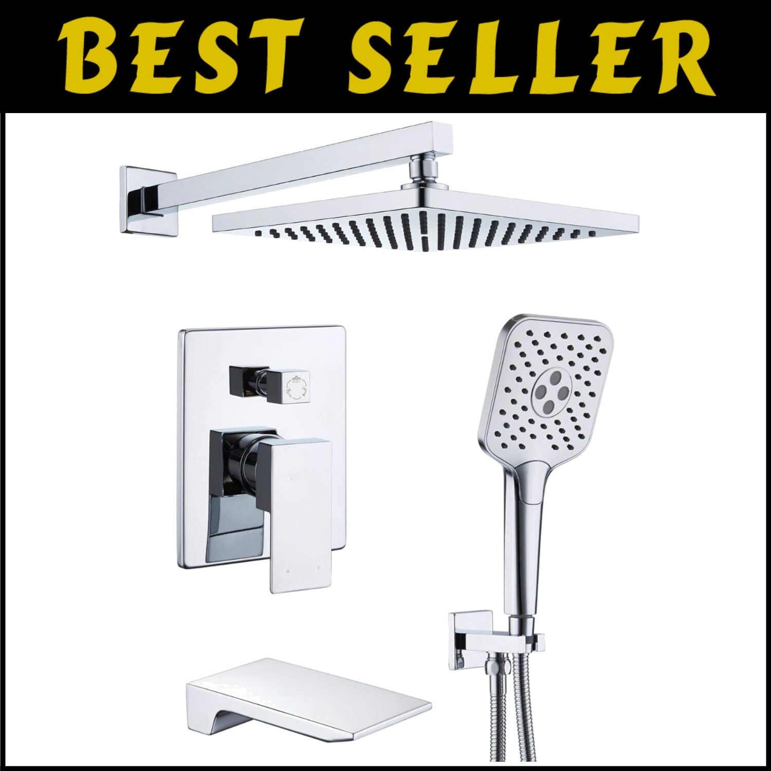 Elegant Wall-Mounted Tub Shower Faucet with High Flow & Self-Cleaning Feature