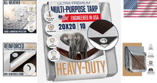 Load image into Gallery viewer, Versatile 20x20 Tarp - 10 Mil Thick, UV Resistant, Ideal for Camping &amp; Boating