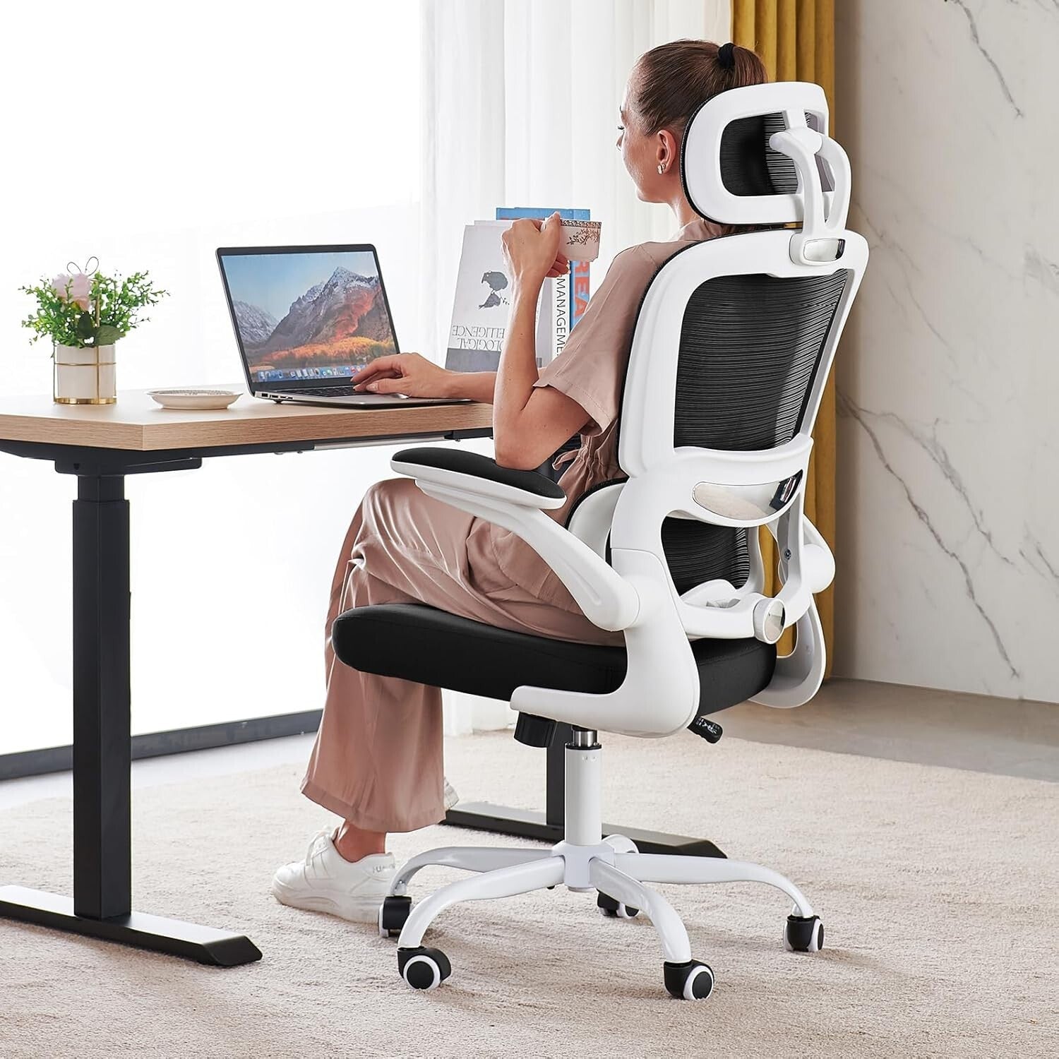 High Back Ergonomic Desk Chair with 360-Degree Swivel, Easy Assembly, 330 LBS