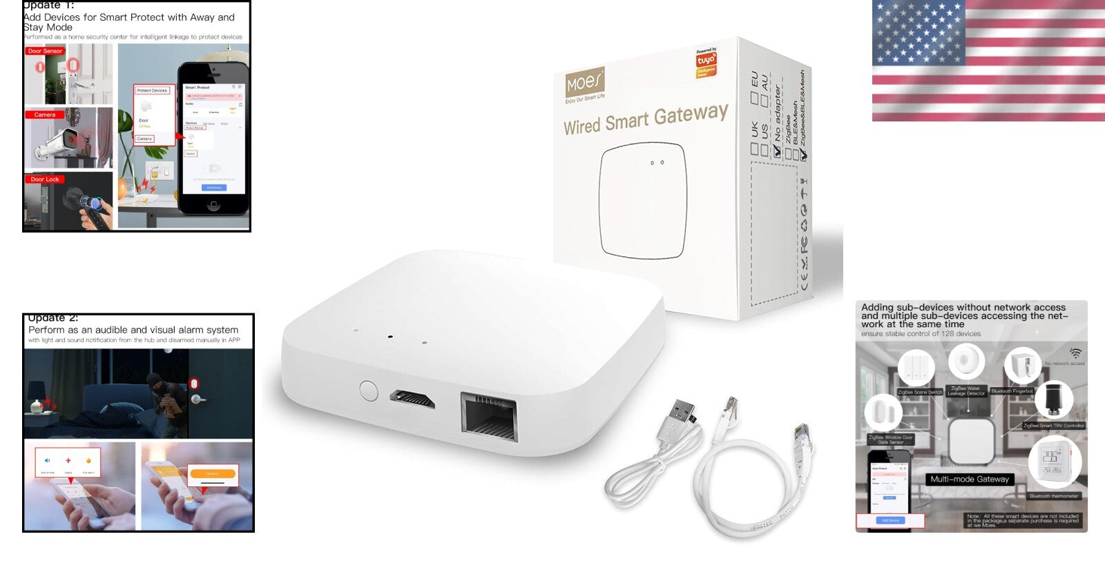 Compact ZigBee 3.0 & Bluetooth Smart Hub with Alarm Features for Home Automation