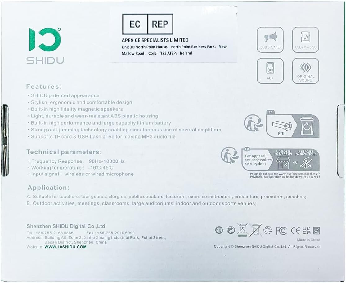 10W Mini Voice Amplifier - Portable Bluetooth Speaker with UHF Wireless Mic