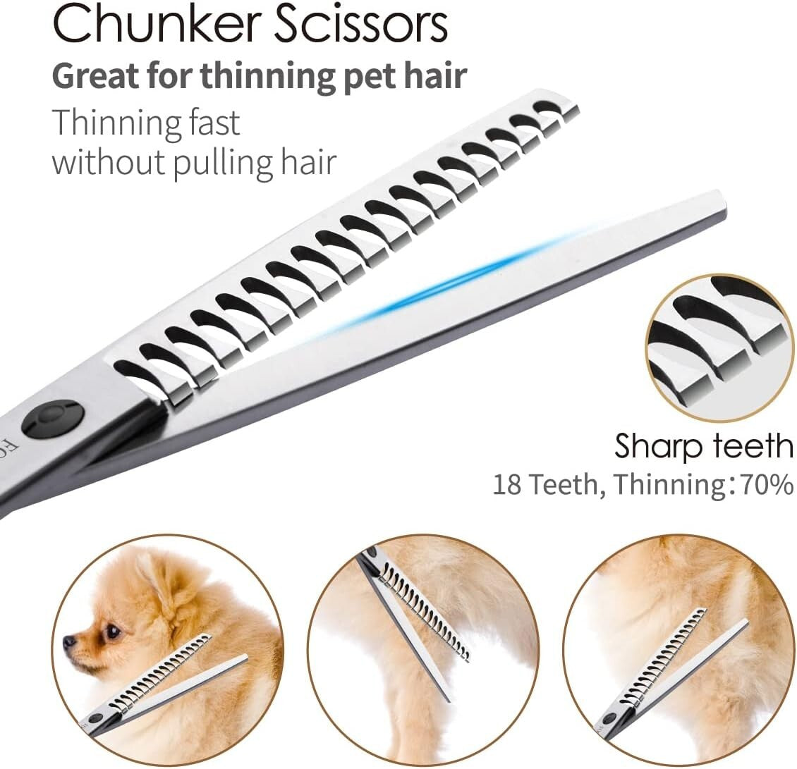 Complete Dog Grooming Shears Kit - 4 High-Quality Professional Tools in Black