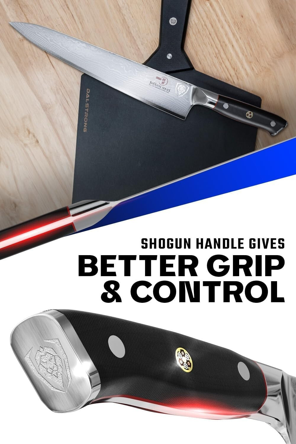 Damascus 9.5" Chef Knife - Lightweight AUS-10V Steel with Elegant Black Handle