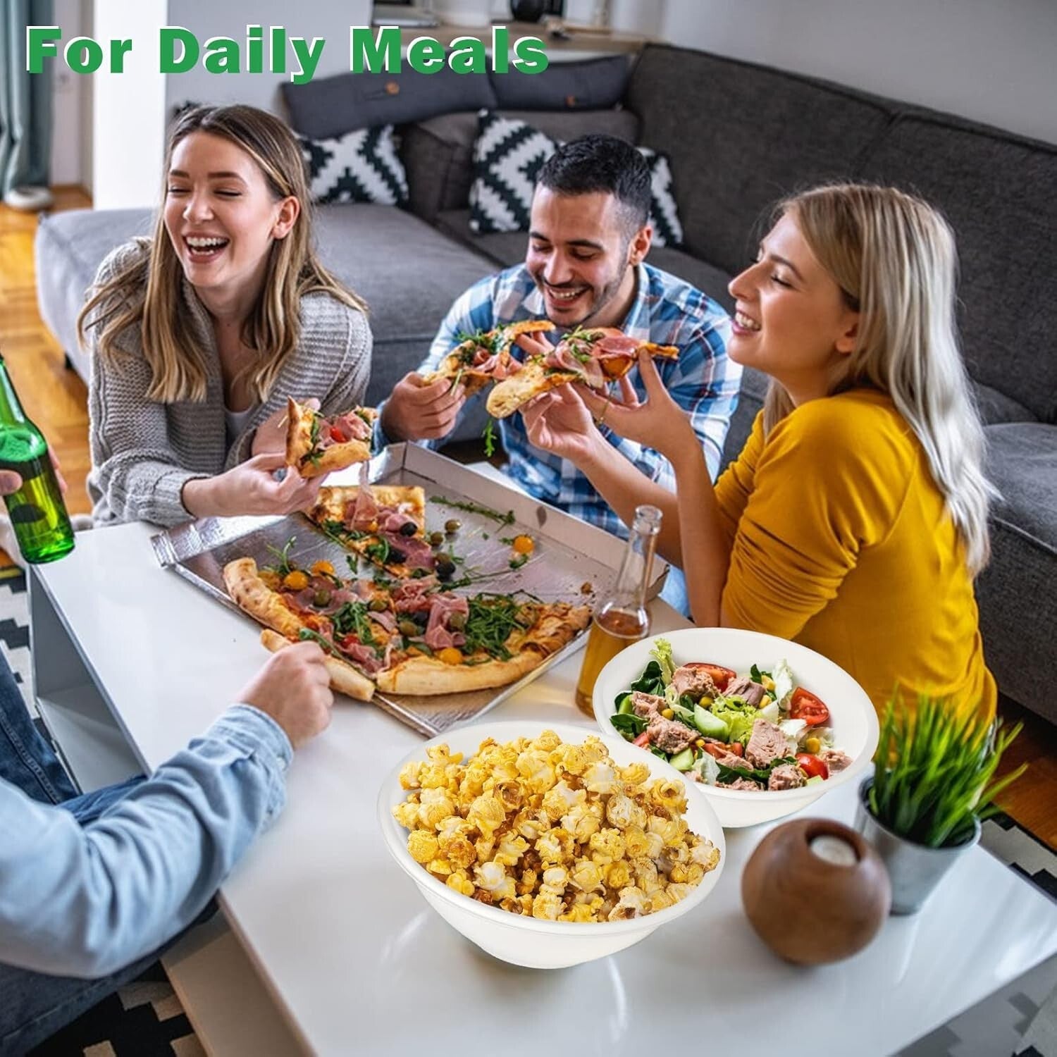 Eco-Friendly 40oz Sugarcane Bowls - 100 Pack Biodegradable Disposable Dining