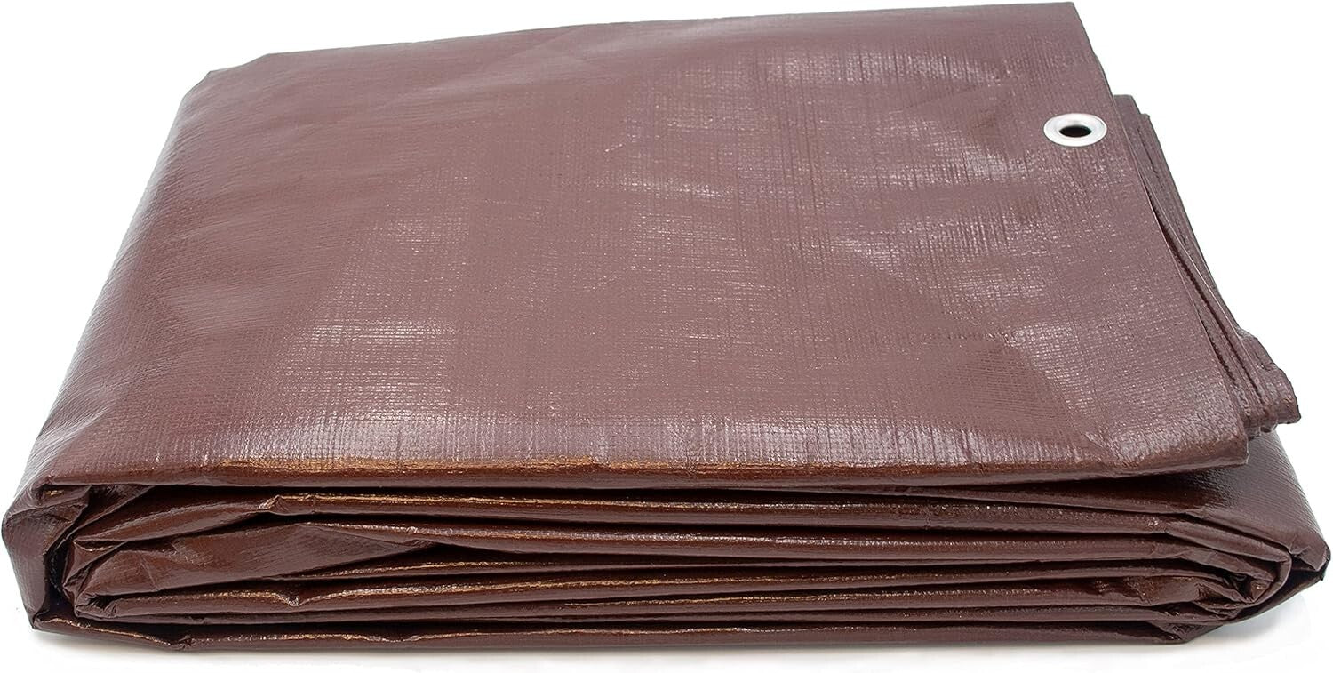 20'x30' Super Heavy Duty Brown Tarp - Waterproof, Tear Resistant & UV Treated