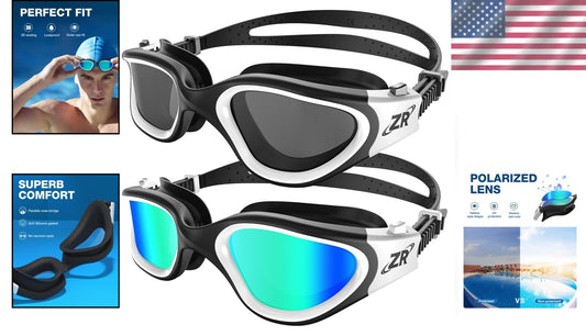 Durable 2 Pack Polarized Swim Goggles with Ergonomic Fit - For All Skill Levels