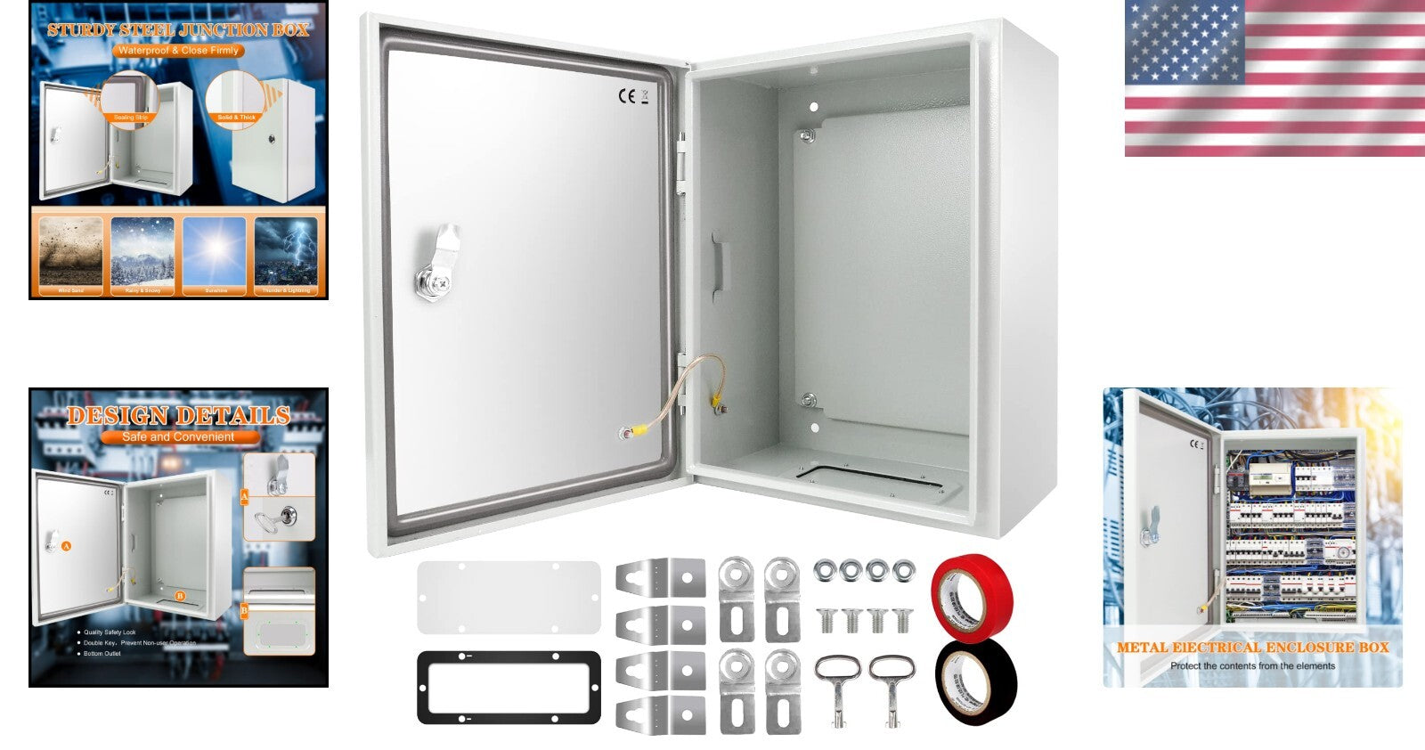 Alloy Steel Weatherproof Junction Box - 20'' x 16'' x 8'' for Indoor/Outdoor Use