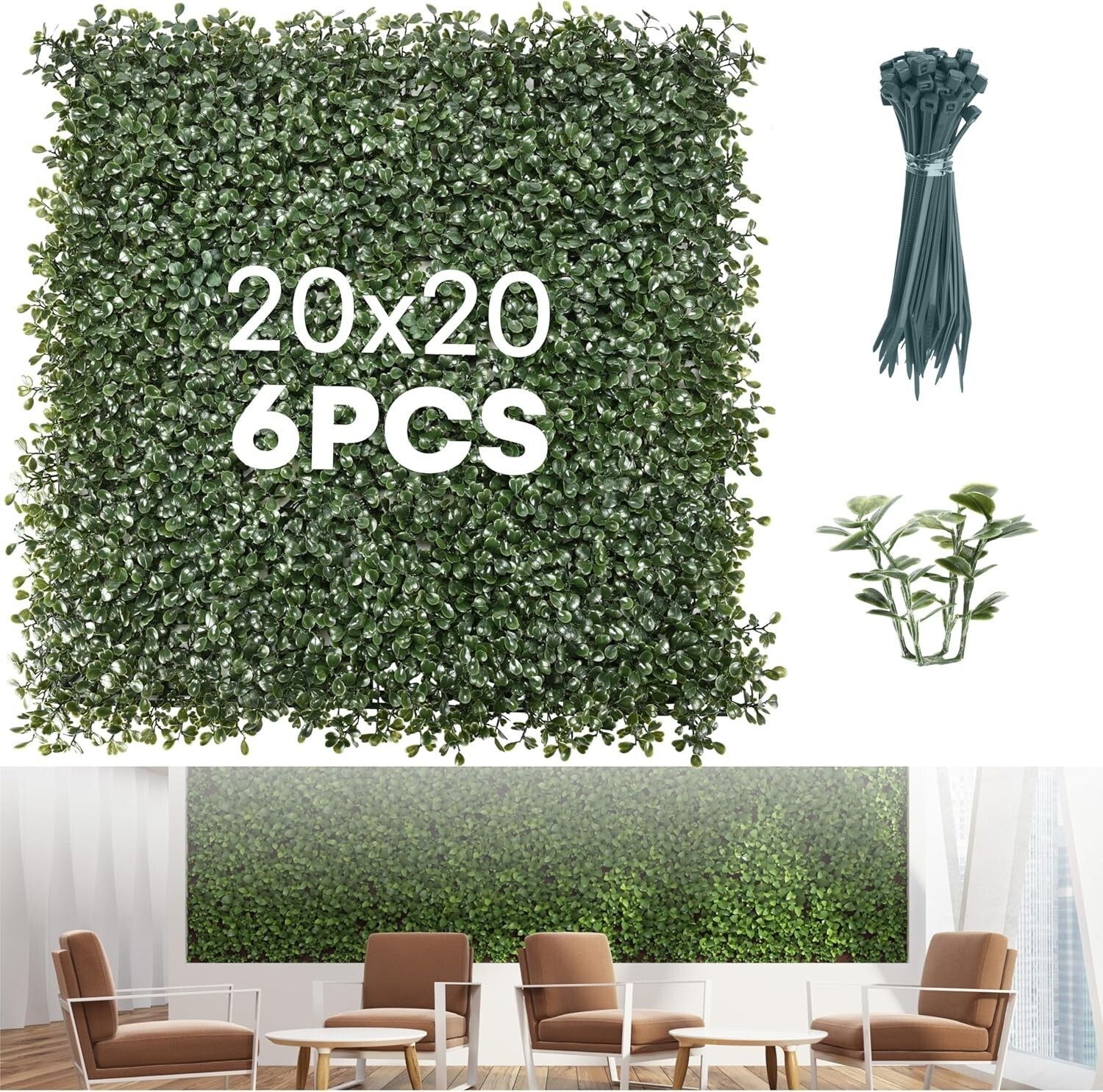 Durable Greenery Backdrop Panels 20"x20" - Perfect for Events & Home Decoration