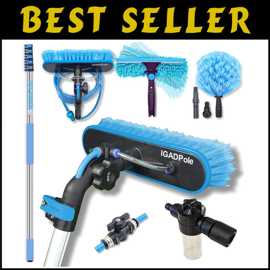 3-in-1 Professional Cleaning Set with 26ft Pole, Brush, Duster & Squeegee