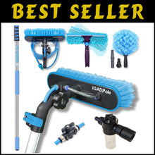 Load image into Gallery viewer, 3-in-1 Professional Cleaning Set with 26ft Pole, Brush, Duster &amp; Squeegee