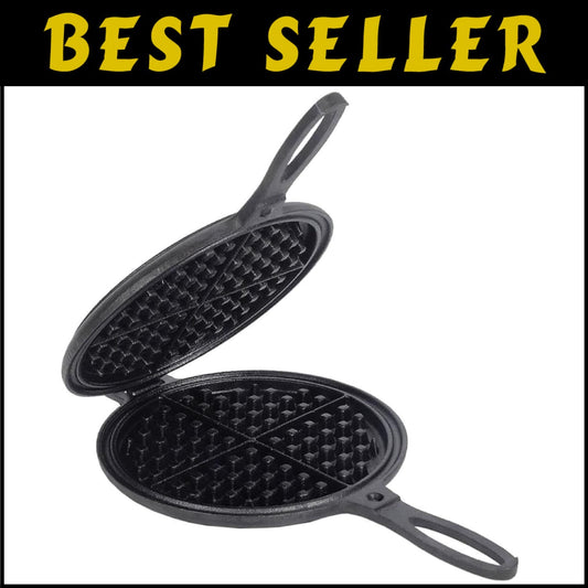 Classic Non-Electric Cast Iron Waffle Iron - 7 Inch for Stovetop & Grill