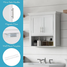 Load image into Gallery viewer, Stylish Wall Mount Storage Cabinet with Open Shelf for Toiletries - White Finish
