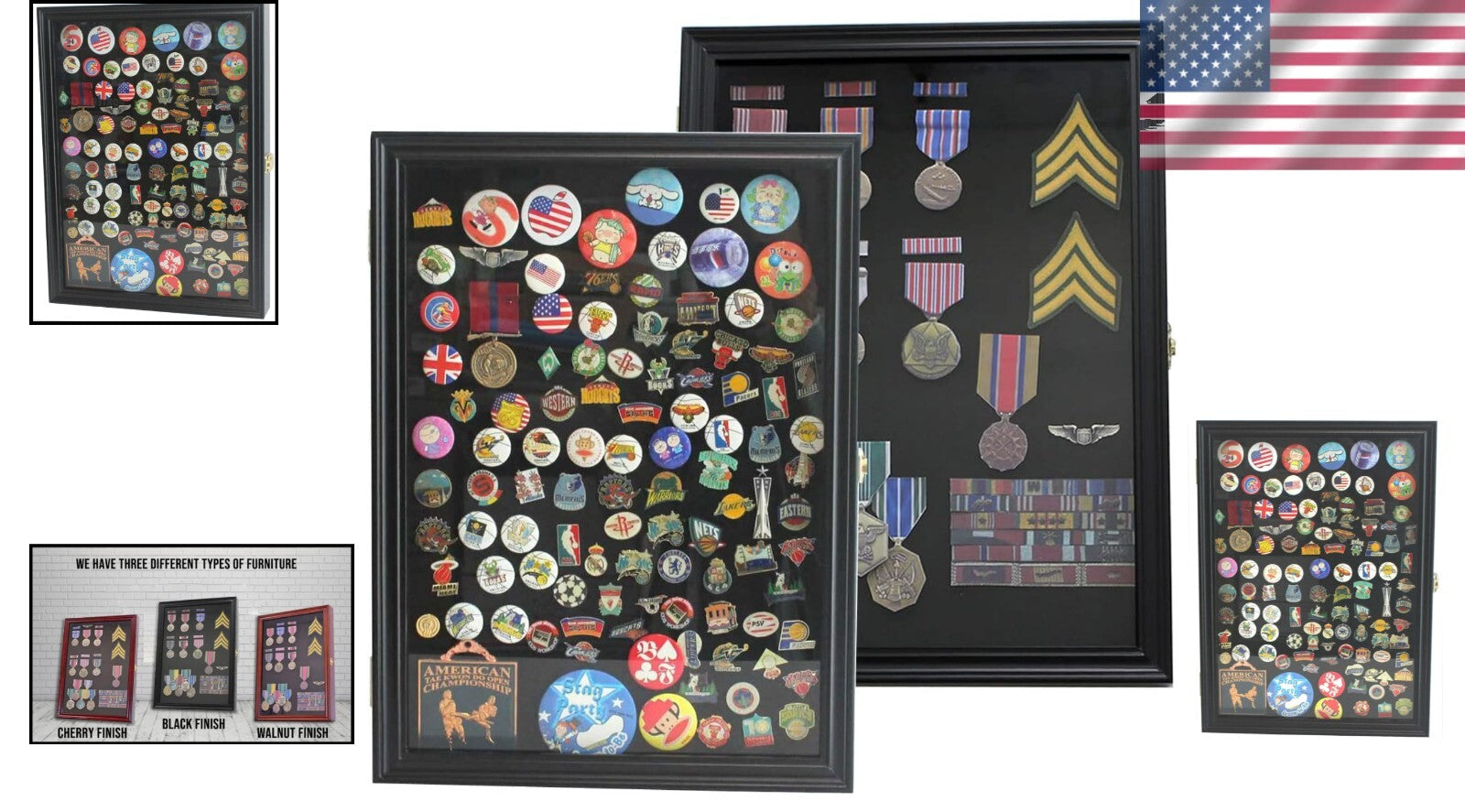Elegant Black Finish Medal Shadow Box - Perfect for Military Medals and Pins