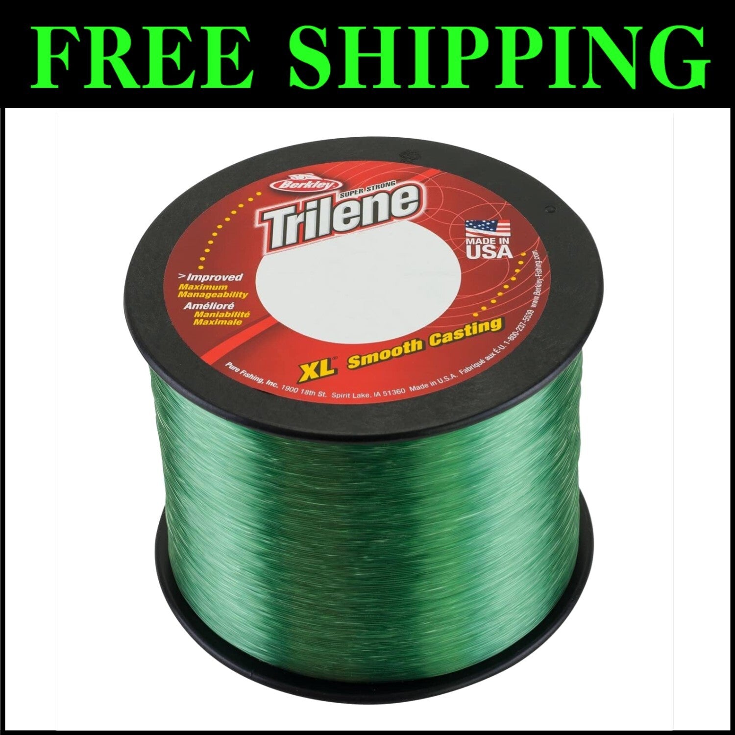3000yd Trilene XL Monofilament Line - High Strength 6lb Test in Low-Vis Green