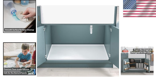 Elegant White Waterproof Under Sink Mat 31x22 - Protect Cabinets Effortlessly