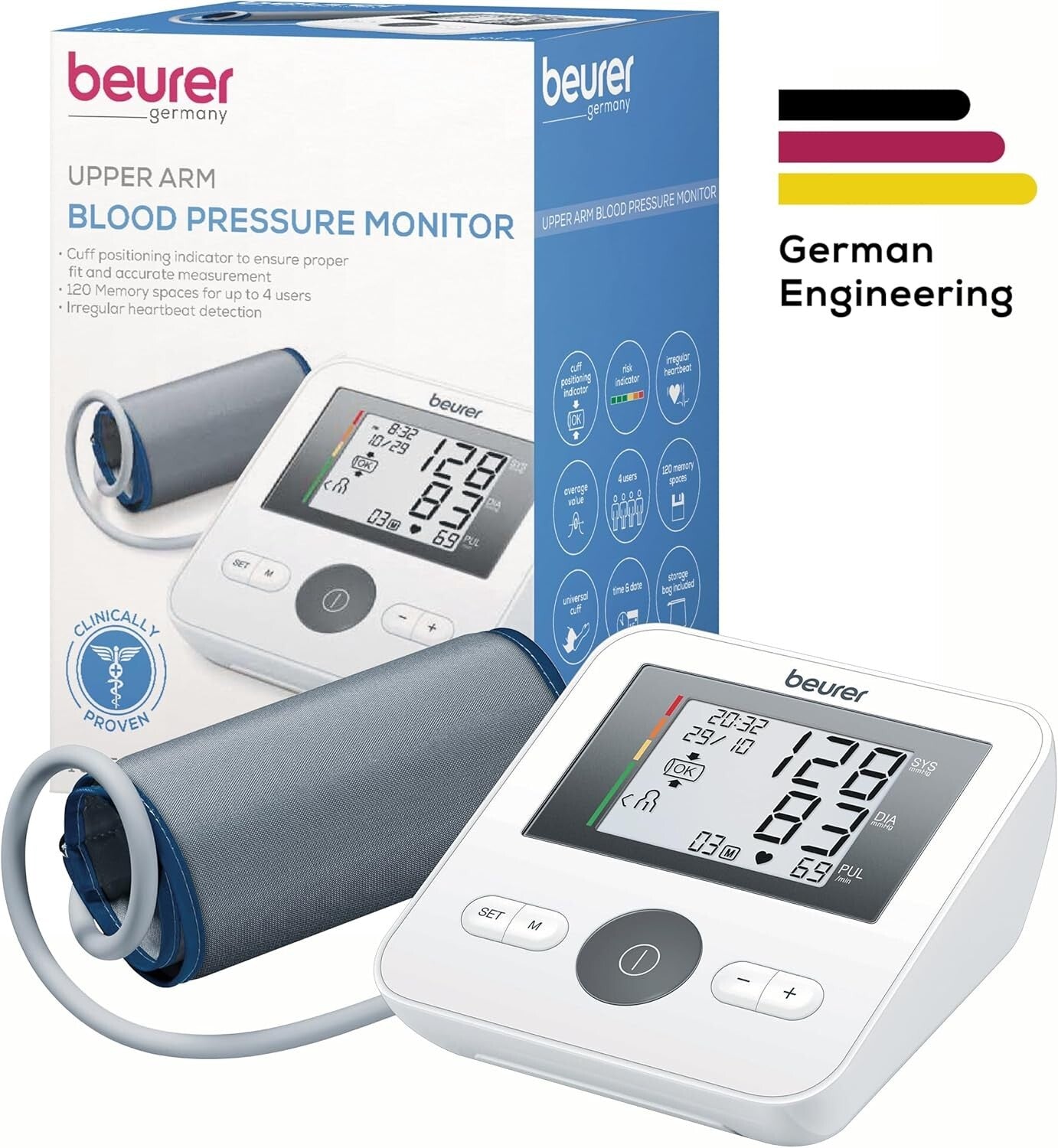 Battery-Powered BM27 Blood Pressure Monitor - 4 User Profiles, Easy Management