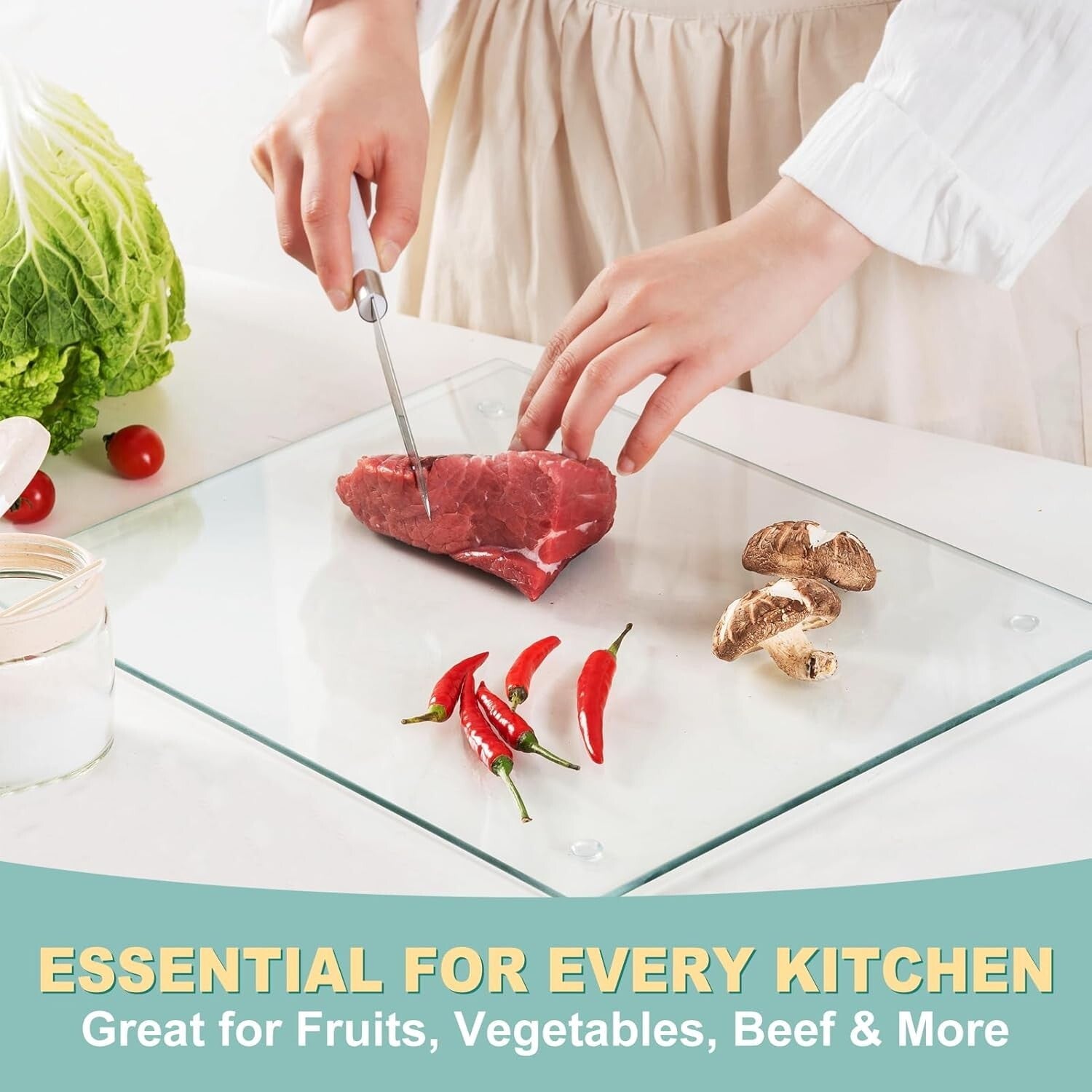 Sophisticated 18x24" Tempered Glass Kitchen Cutting Board - Non-Slip Design