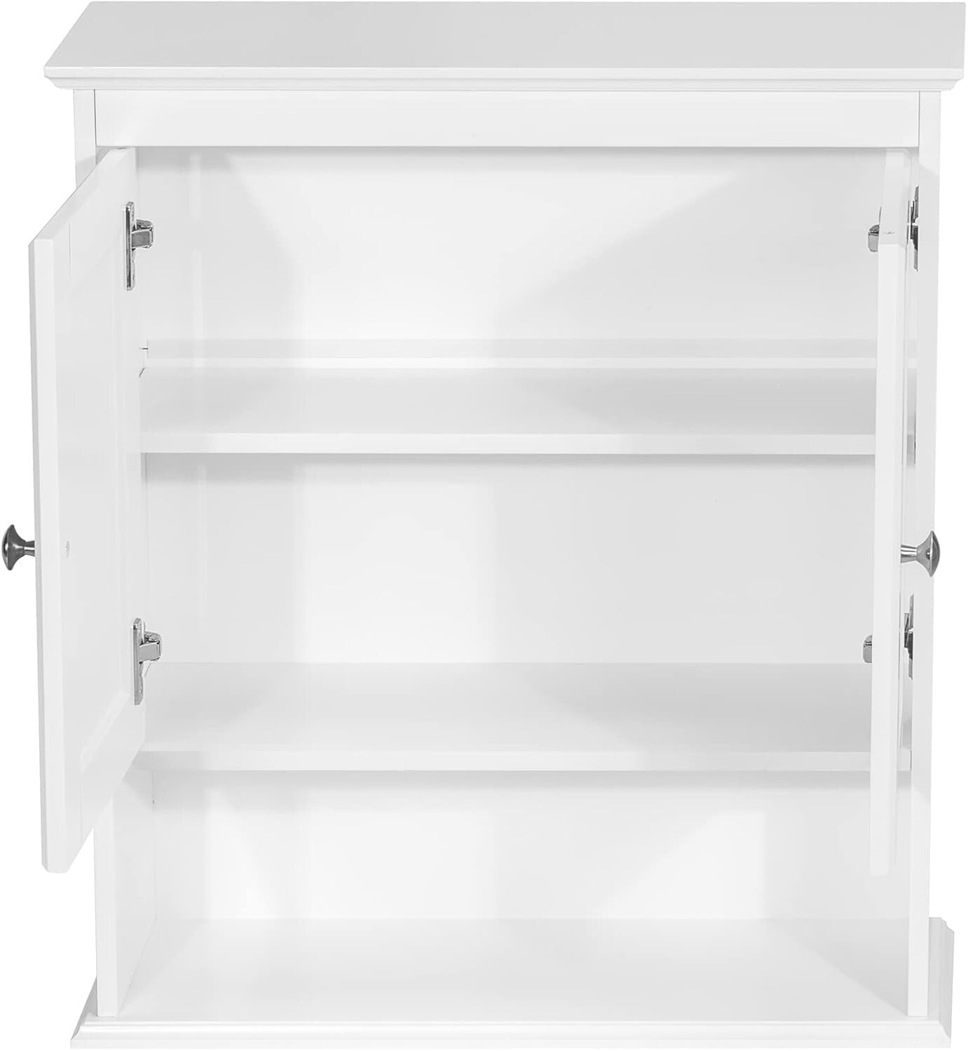 Durable Wall-Mounted Medicine Cabinet with Decorative Paneling & Nickel Handles