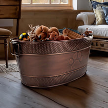 Load image into Gallery viewer, Indestructible Copper Galvanized Dog Toy Bin - Stylish 25 Qt Storage Solution