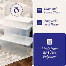 Load image into Gallery viewer, Eco-Friendly 2-Pack 56 Quart Clear Plastic Storage Bins with Snap Lock Lids