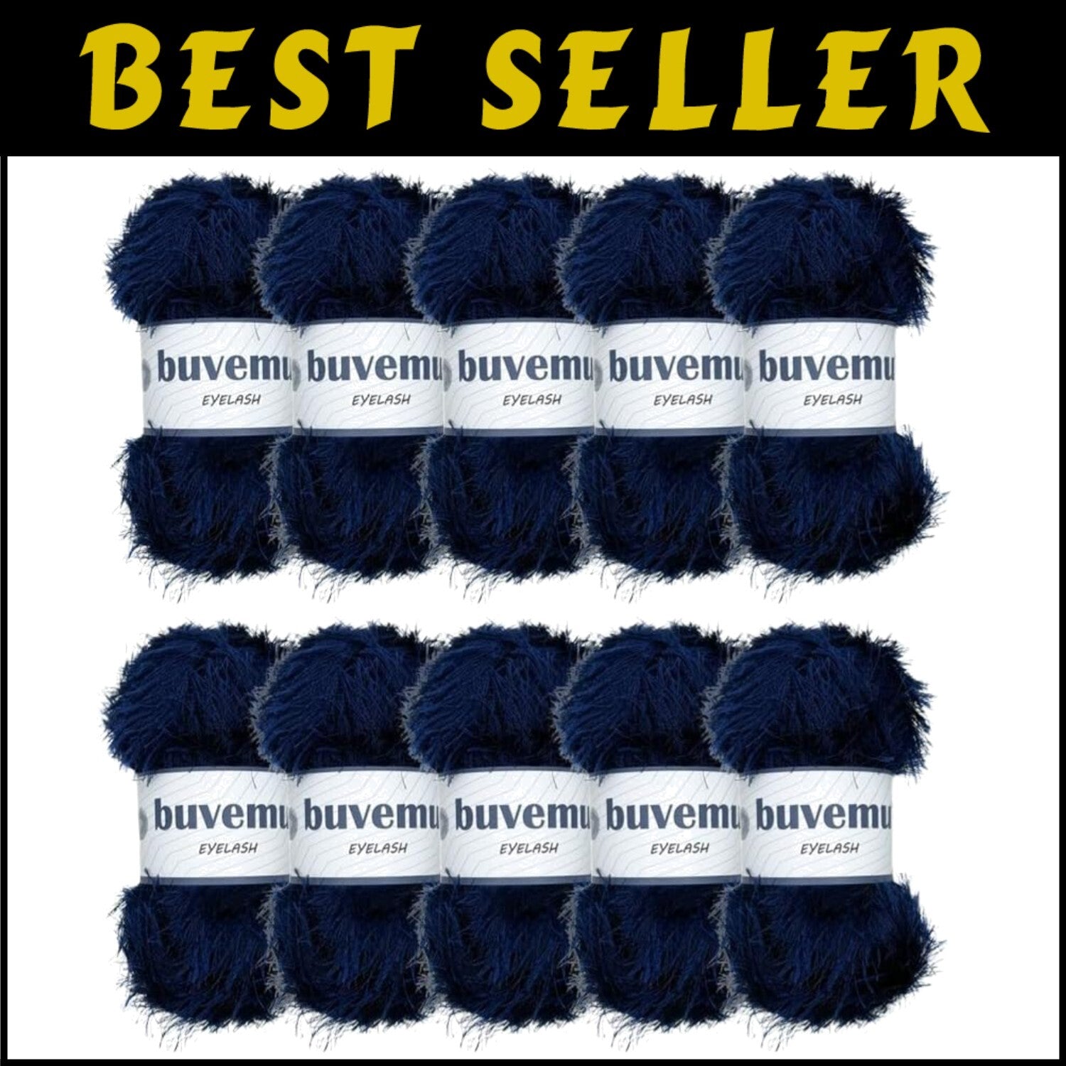 10 Pack Night Blue Eyelash Yarn - Soft Polyester for Unique Accessories