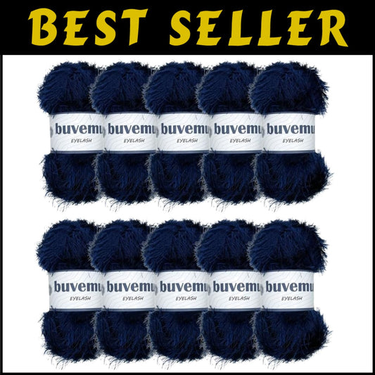 10 Pack Night Blue Eyelash Yarn - Soft Polyester for Unique Accessories